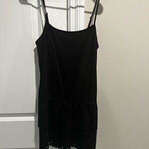 Black Scalloped Hem Romper